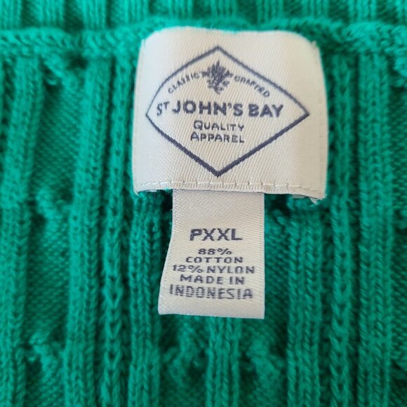 ST. JOHN'S BAY KELLEY GREEN SOFT  V-NECK COMFY CABLE KNIT SWEATER PXXL - Picture 2 of 6